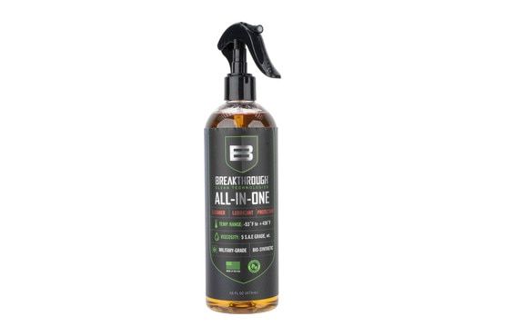 Breakthrough Clean Technologies Battle Born All-In-One CLP is available in a 16 ounce trigger spray bottle